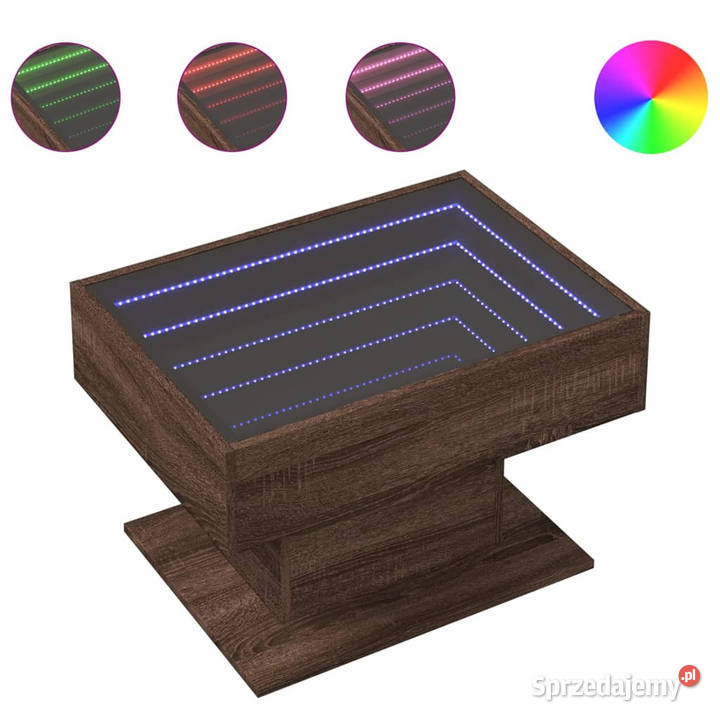 Stolik kawowy z LED brązowy dąb 70x50x45 Stoły Warszawa