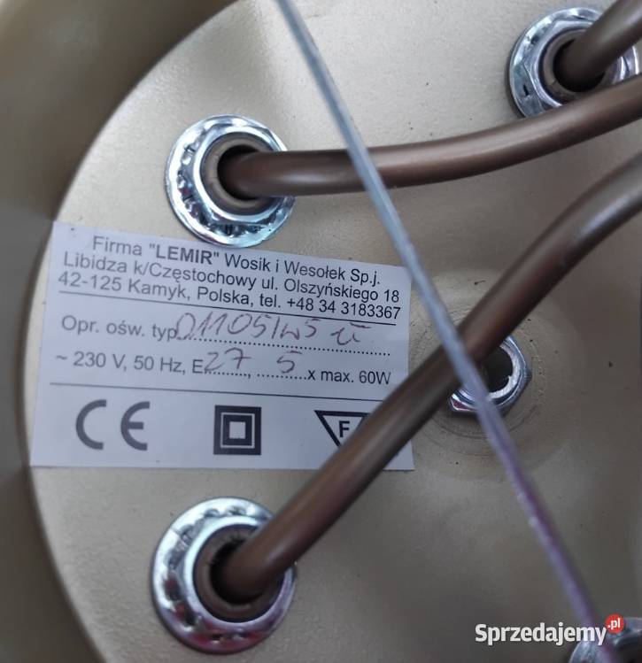 Lampa żyrandol na 5 żarówek złoty kształt wielkopolskie Wolsztyn sprzedam