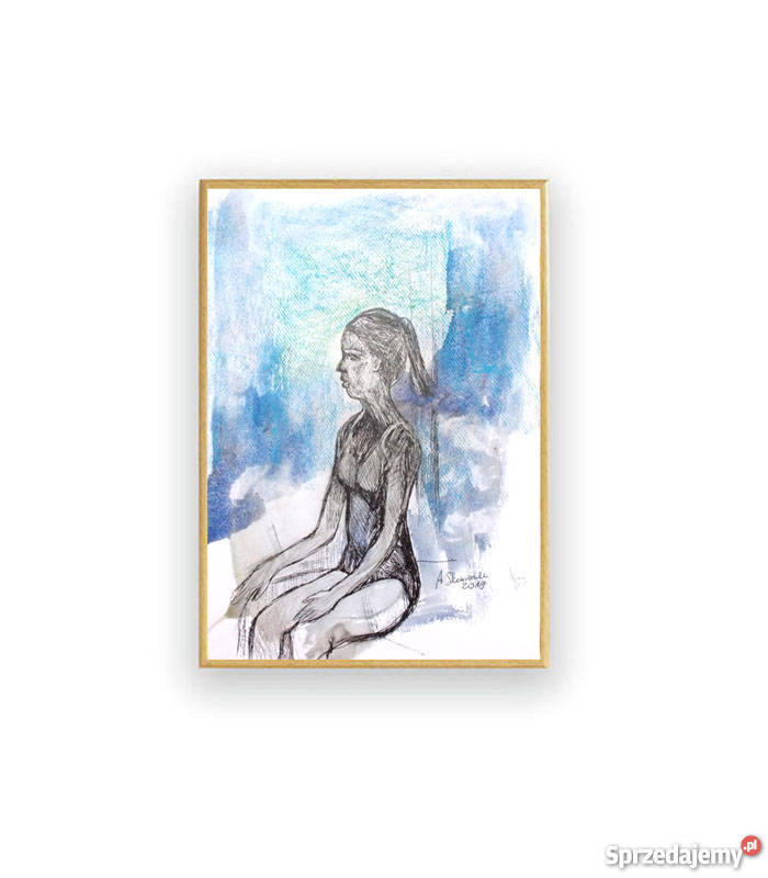 szara grafika z pływaczką nowoczesny rysunek z zachodniopomorskie Szczecin