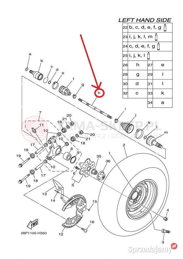 Półoś napędowa Yamaha Grizzly 700 28P2518E10 Kielce