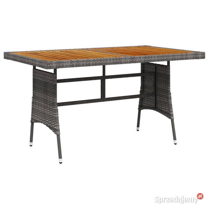 Stół ogrodowy szary 130x70x72 rattan PE i drewno Warszawa