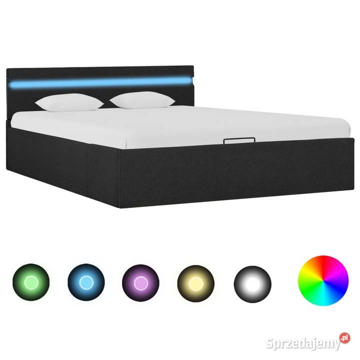 vidaXL Rama łóżka, podnośnik i LED, ciemnoszara, 285602