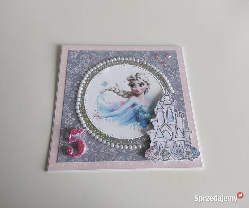 Kartka ręcznie robiona na urodziny Kraina lodu Łódź