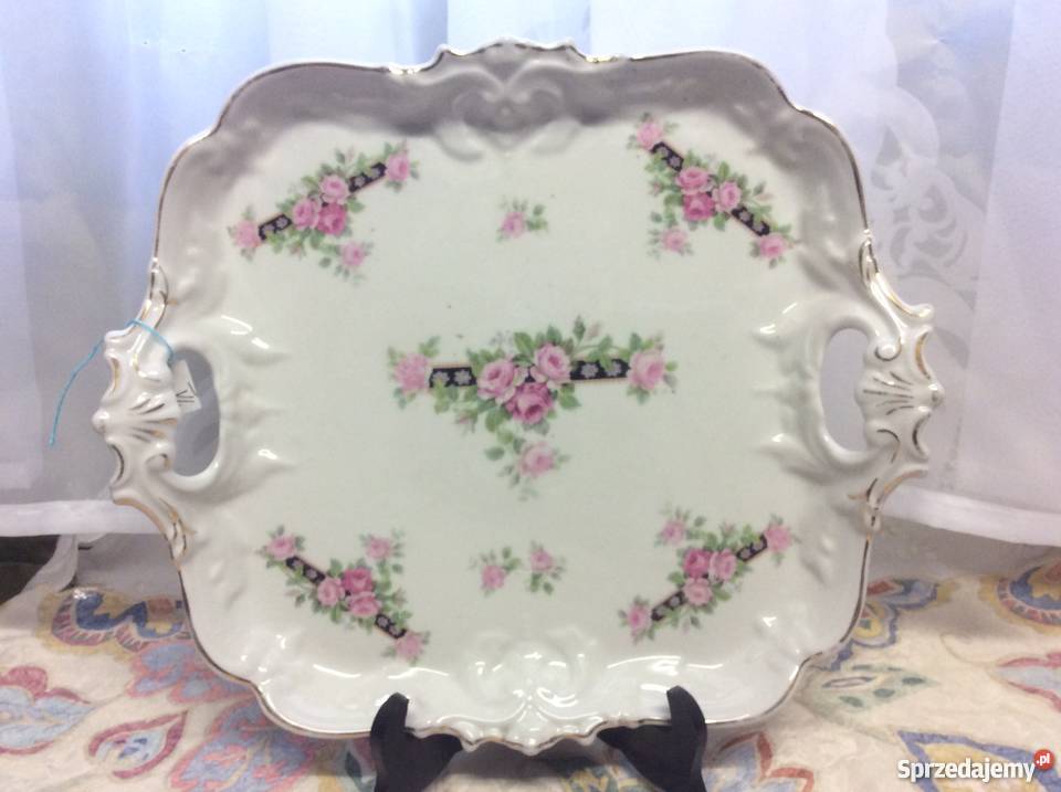 Porcelanowa taca w stylu secesyjnym z uchwytami wielkopolskie Poznań