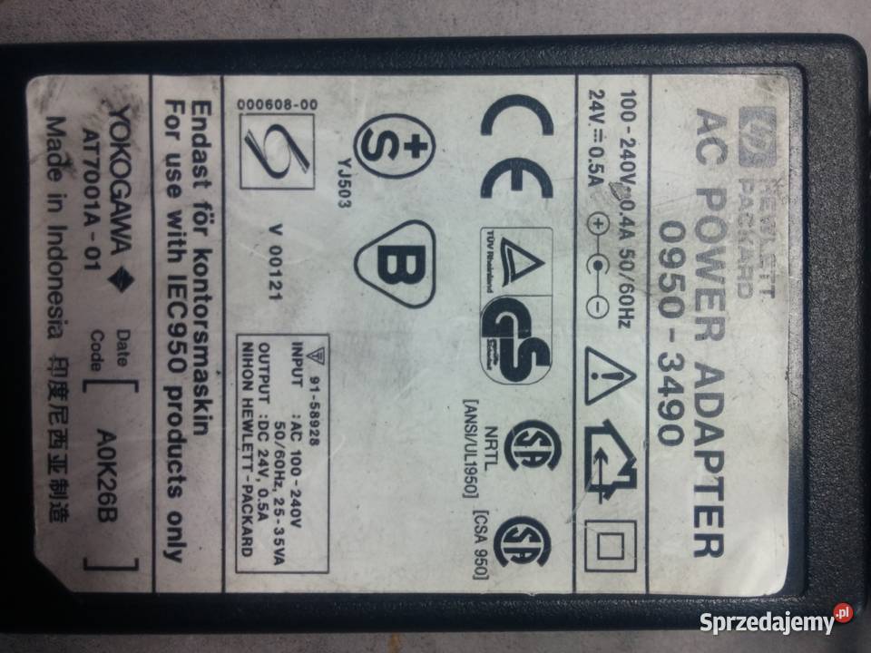 Oryginalny zasilacz HewlettPackard Model dolnośląskie Wałbrzych sprzedam