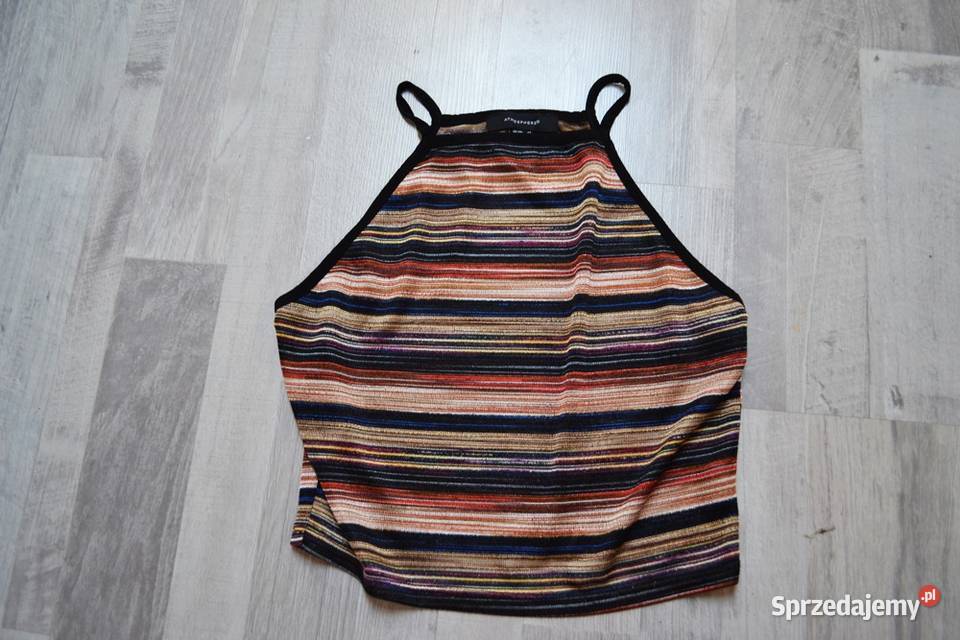 Bluzka halter prześwitująca crop top w paski Toruń sprzedam
