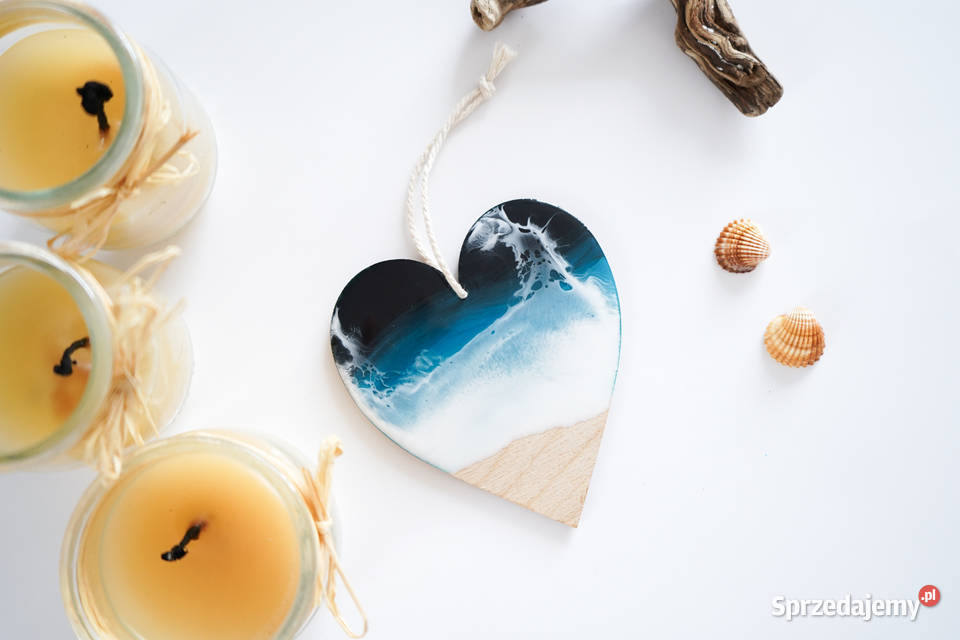 Zawieszka serce 9x105 fale z żywicy morze plaża Warszawa