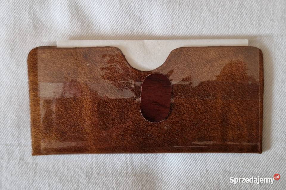 Skórzany wizytownik pochewka hand made z logo mazowieckie Warszawa