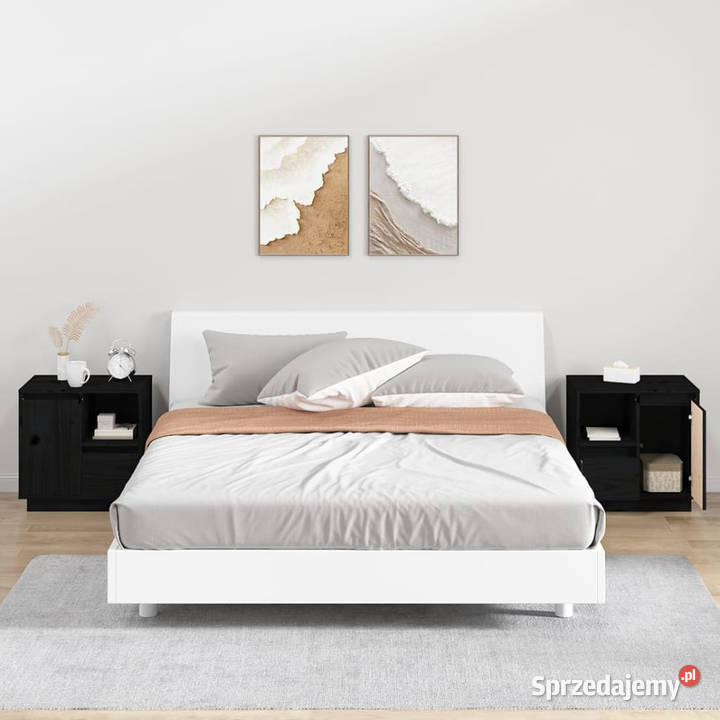 Szafki nocne 2 czarne 50x34x50 lite drewno Warszawa sprzedam