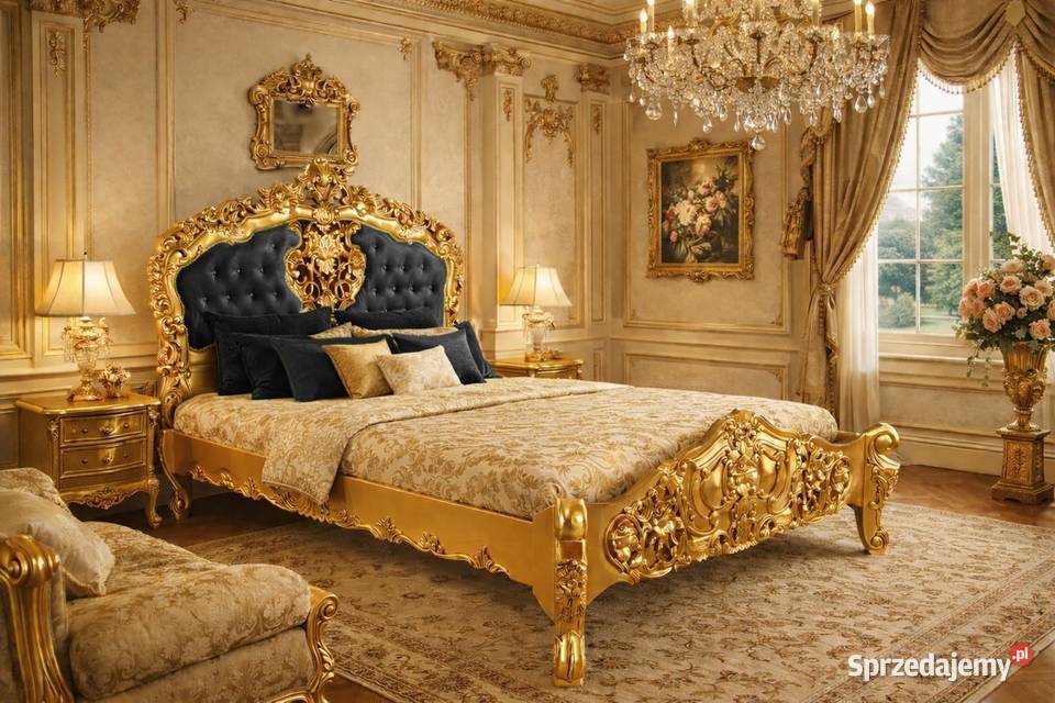 Nowe Łóżko złote tapicer 180x200 barok rokoko 200cm wielkopolskie Września
