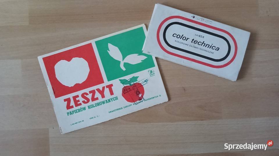 Zeszyt papierów kolorowych ołówki techniczne PRL Bytom