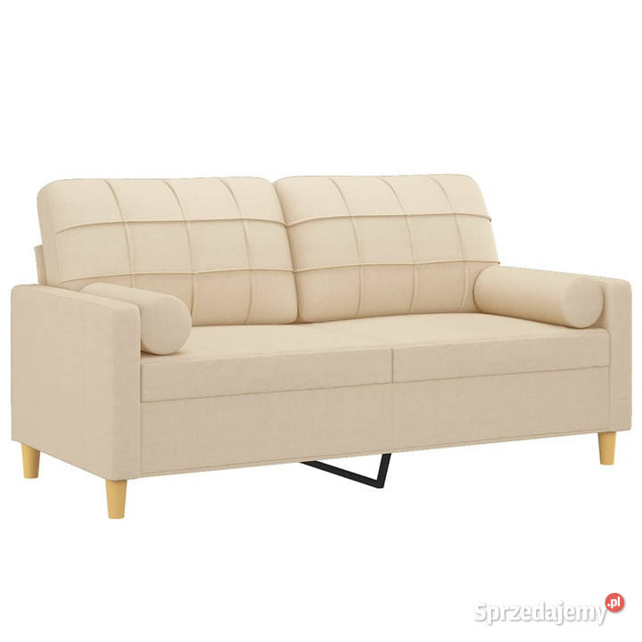 2osobowa sofa z poduszkami kremowa 140 tkanina mazowieckie Warszawa
