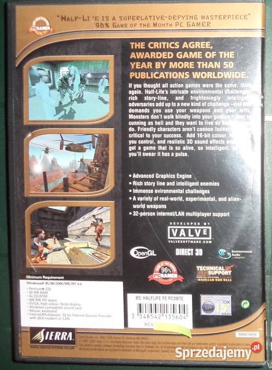 gra HalfLife goty edition PC CD BOX Sierra games