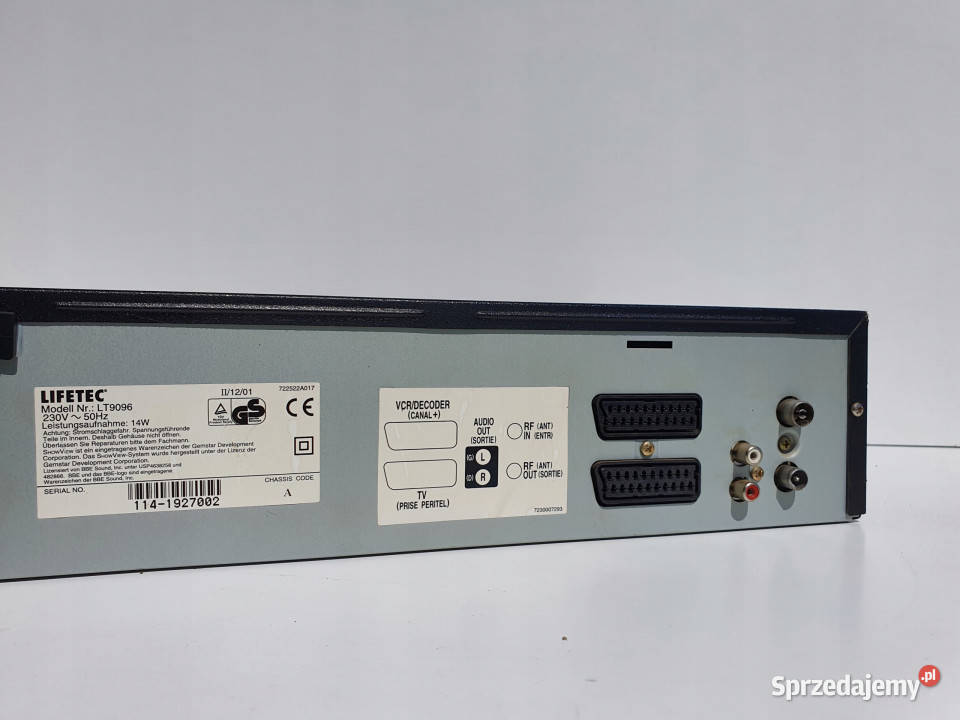 Video magnetowid Lifetec LT9096 6 head VHS