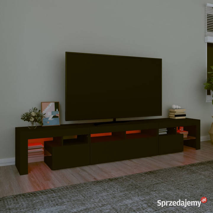 Szafka pod TV z oświetleniem LED czarna Warszawa