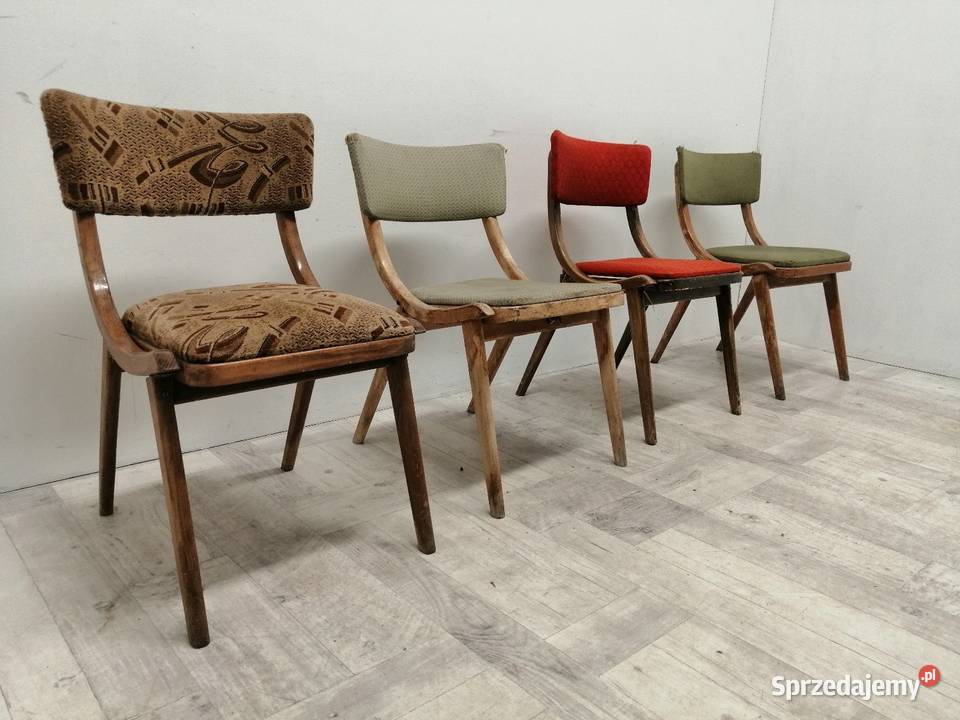 krzesło krzesła prl skoczek komplet do salonu Krzesła łódzkie Radomsko