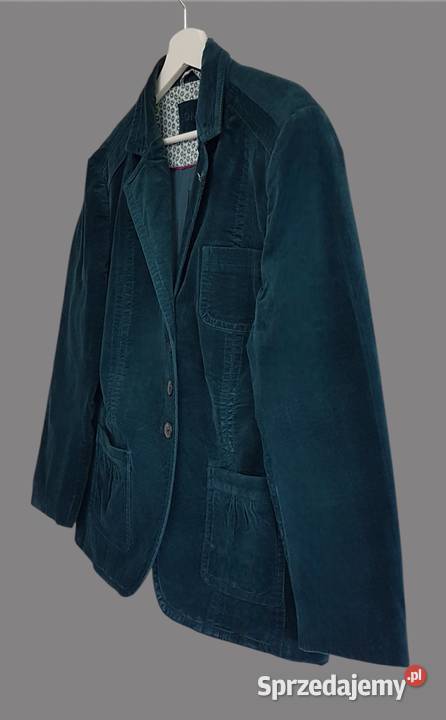 Damska aksamitna bawełniana morska marynarka z Bez wzoru