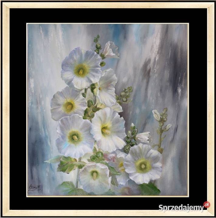 Kwiaty Malwy ręcznie mal olejny L Olbrycht