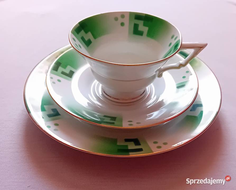 Trio śniadaniowe art deco Spritzdekor Bavaria Koźminek