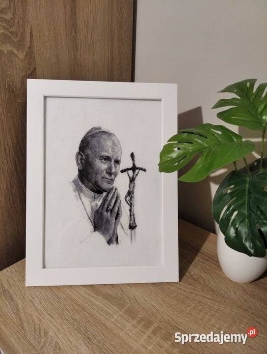 Papież Jan Paweł II haft krzyżykowy obraz
