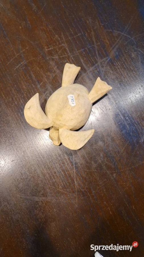 Stara ZABAWKA z drewna ŻÓŁW ręczna pracarzeźba