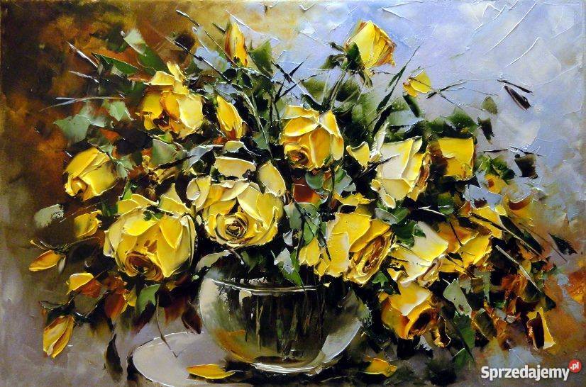Złociste róże 60x40 Warszawa