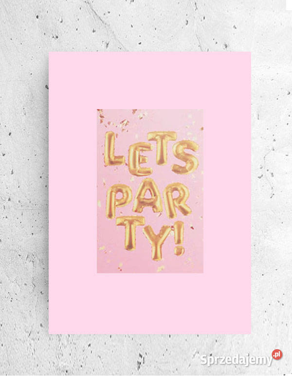 rózowy plakat z napisem party mały obrazek boho warmińsko-mazurskie Olsztyn sprzedam