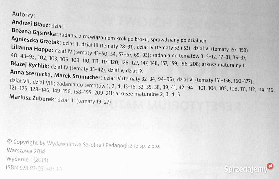 Biologia Repetytorium matura Zakres rozszerzony Rok wydania 2014 Książki i Podręczniki Chełm