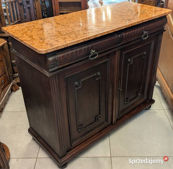 Piękna dębowa komodaszafka secesyjna z marmurem Dąbrowa Górnicza