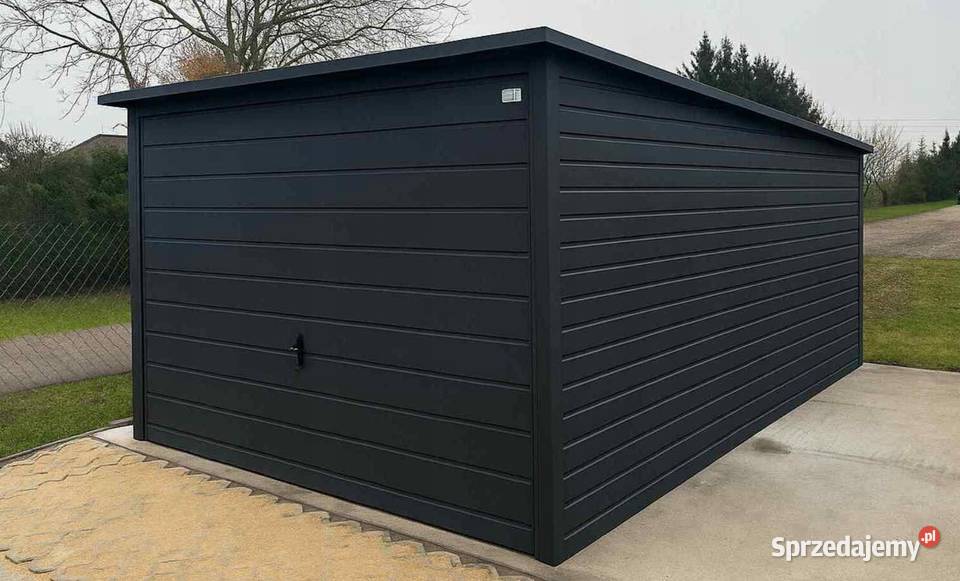 Garaż blaszany 3x5 Grafit jednospadowy brama Jodłownik