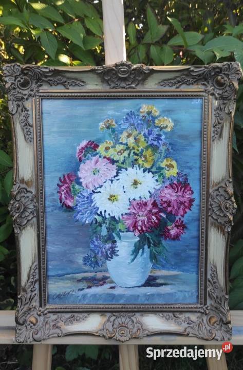 Obraz olejny kwiaty w wazonieżywe kolory Pabianice