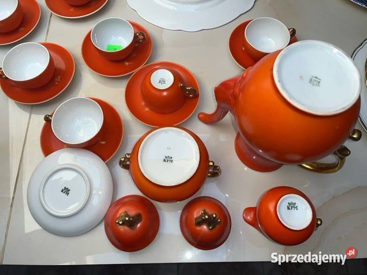Serwis do kawy espresso Syg KPM Sygnatura Porcelana i szkło