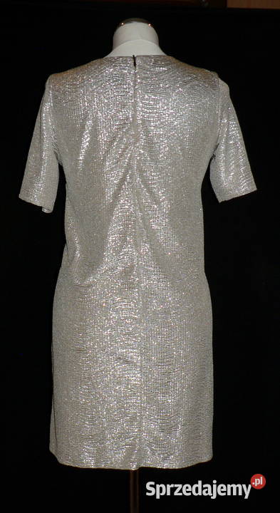 River Island srebrna metaliczna sukienka 38 łódzkie Łódź