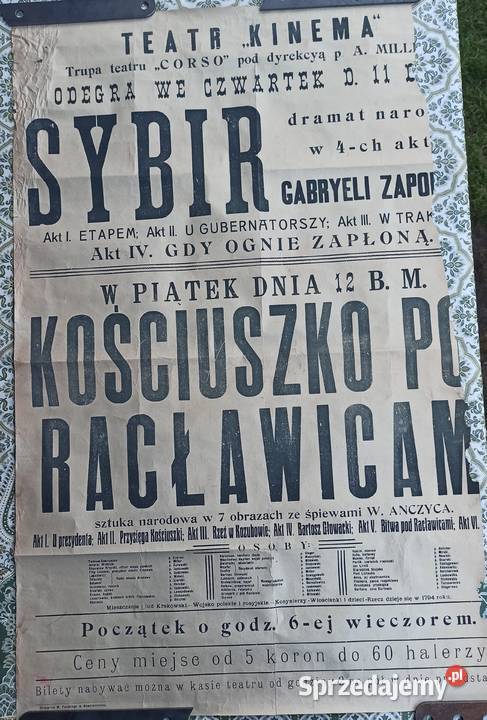 Stare przedwojenne duże papierowe afiszeplakaty Wieluń