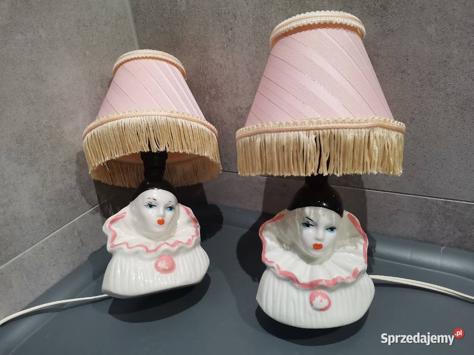 Stara figurka lampka Pierrot Arlekin 2 sztuki śląskie Siemianowice Śląskie
