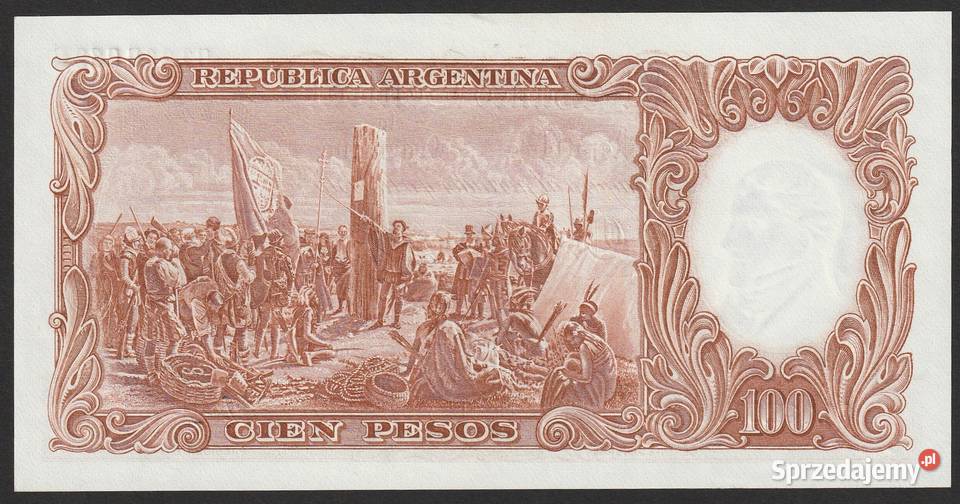 Argentyna 100 pesos 1969 stan bankowy UNC Łódź