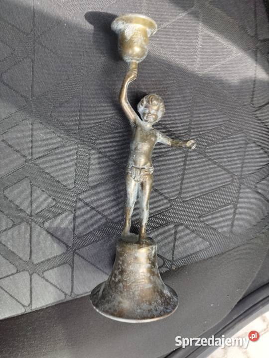 Brązowa miedziana figurka dziecka świecznik Art Przejęsław
