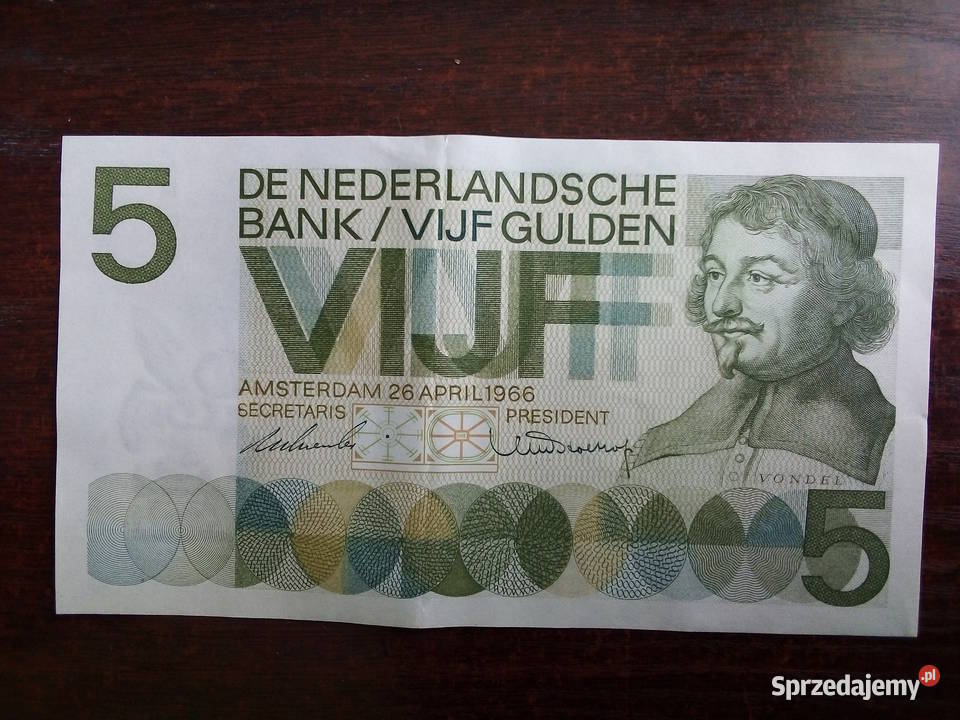 Banknot 5 guldenów Holandia Płońsk