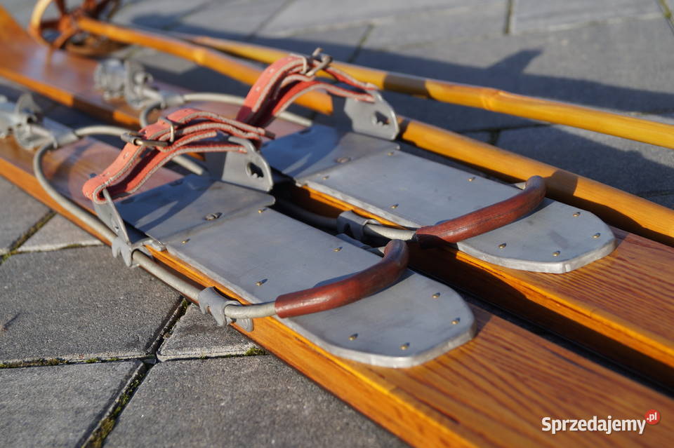 Stare narty drewniane 172 kijki w komplecie podkarpackie Pruchnik