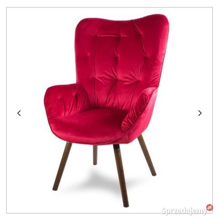 Czerwony fotel z weluru Glamour Darmowa dostawa