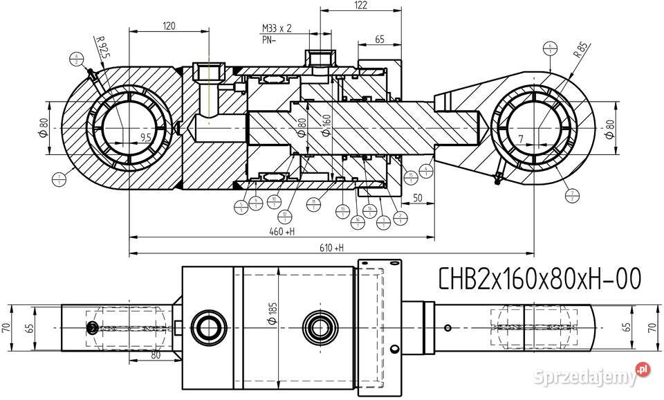 MOCNY Siłownik HYDR 160x80 SKOK 520 FADROMA Pozostałe Rolnictwo Solec Kujawski sprzedam