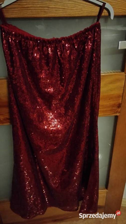 Bordowa Sukienka cekinowa Spódnice i sukienki Kolbuszowa