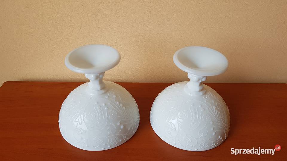 Pucharek Kaszmir lattimo Ząbkowice szkło PRL Porcelana i szkło śląskie