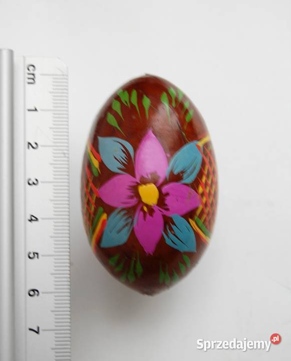 Stara pisanka drewniana ręcznie malowana 65 Wielkanoc Lublin