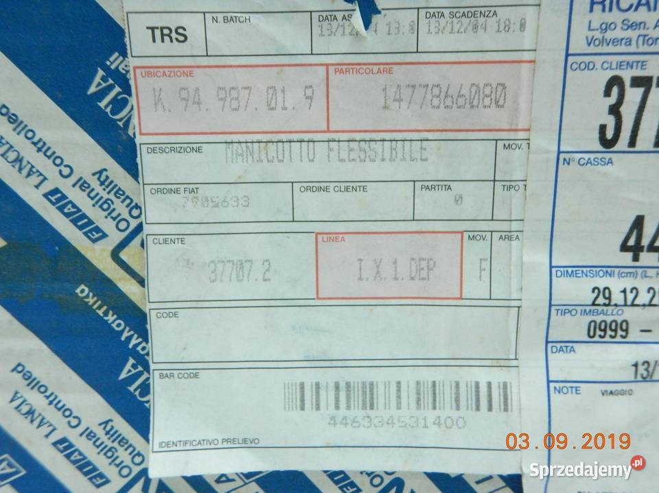 PRZEWÓD INTERCOOLERA TURBO FIAT SCUDO 19TD ASO