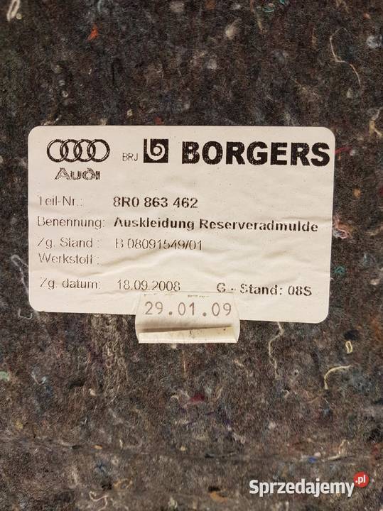 TAPICERKA WNĘKI BAGAŻNIKA AUDI Q5 8R0863462 sprzedam