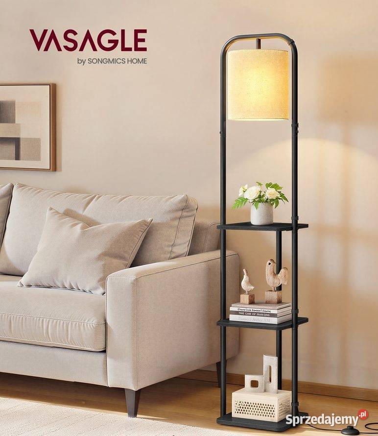 Lampa stojąca podłogowa z regałem 3 półki led Lampy podłogowe Golina
