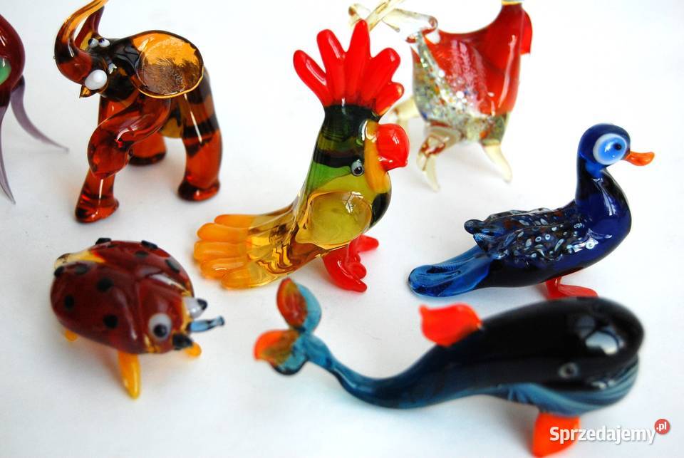 Szklane zwierzątka figurki ze szkła kolorowe Lublin