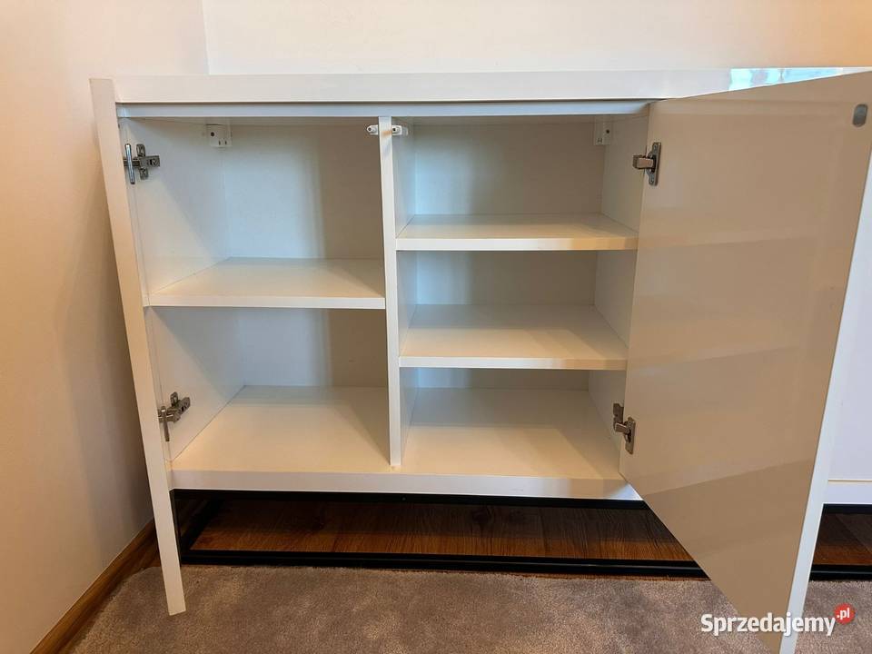 Komoda biały połysk 140x80x40 solidna na stelażu Łąck