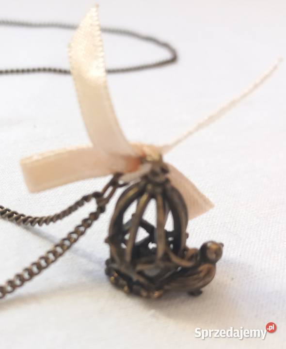 Naszyjnik długi Wisiorek KLATKA PTASZEK metal podlaskie sprzedam